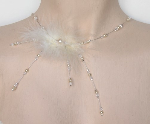Collier mariage plumes ivoire