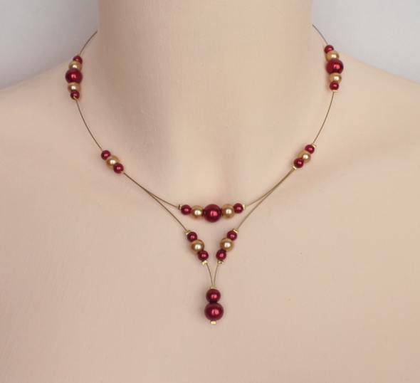 Collier mariage or et rouge