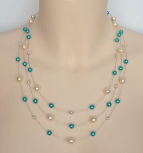 Collier Fantaisie Turquoise Et Ivoire Pour Robe De Mariée Ou Soirée – Élégant Et Pas Cher
