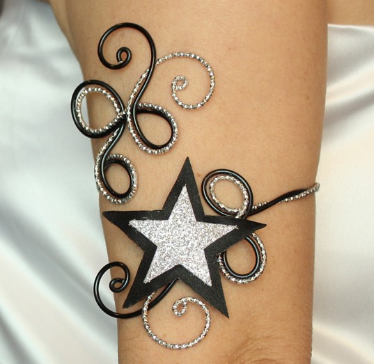 Brassard étoile du cinéma noir argent