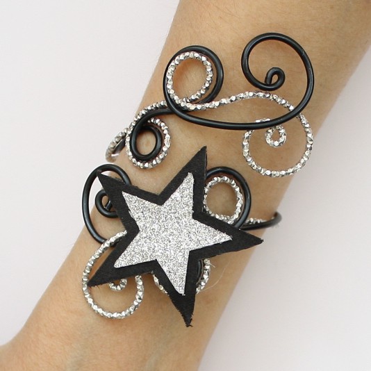 Bracelet étoile du cinéma argent et noir