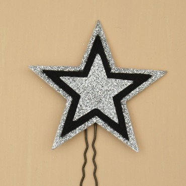 Epingle à cheveux étoile argent et noir
