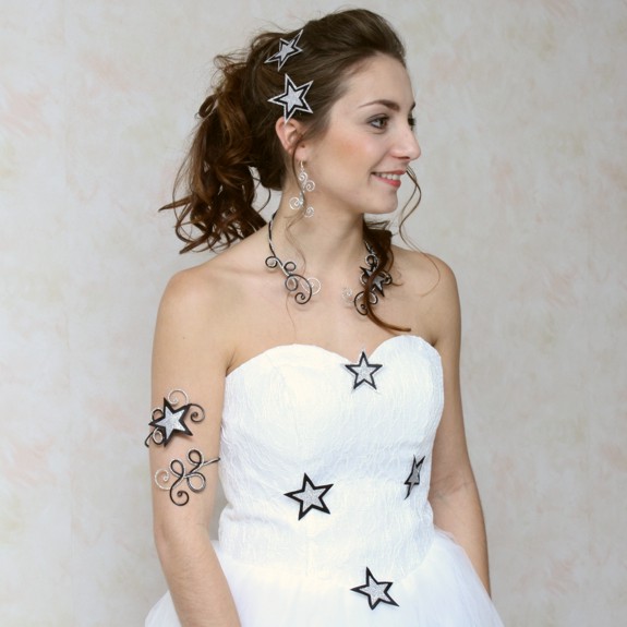 Parure étoile du cinéma noir et argent