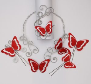 Bijoux mariage papillon rouge et blanc