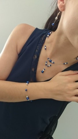 Bijoux personnalisés bleu marine argent