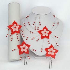 Bijoux mariage fleur rouge et blanc