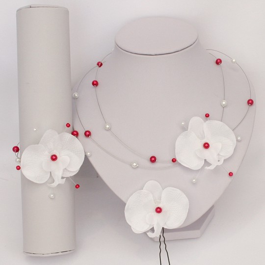Bijoux mariage orchidée blanc rose