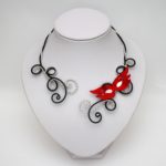 Collier avec pendentif perle coréenne style Plaqué or rose blanc strass