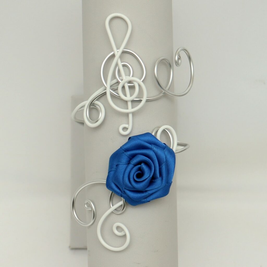 Bracelet mariage rose satin bleu royal