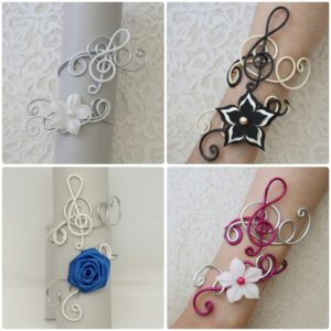 Bracelet mariage clé de sol personnalisable en fil alu