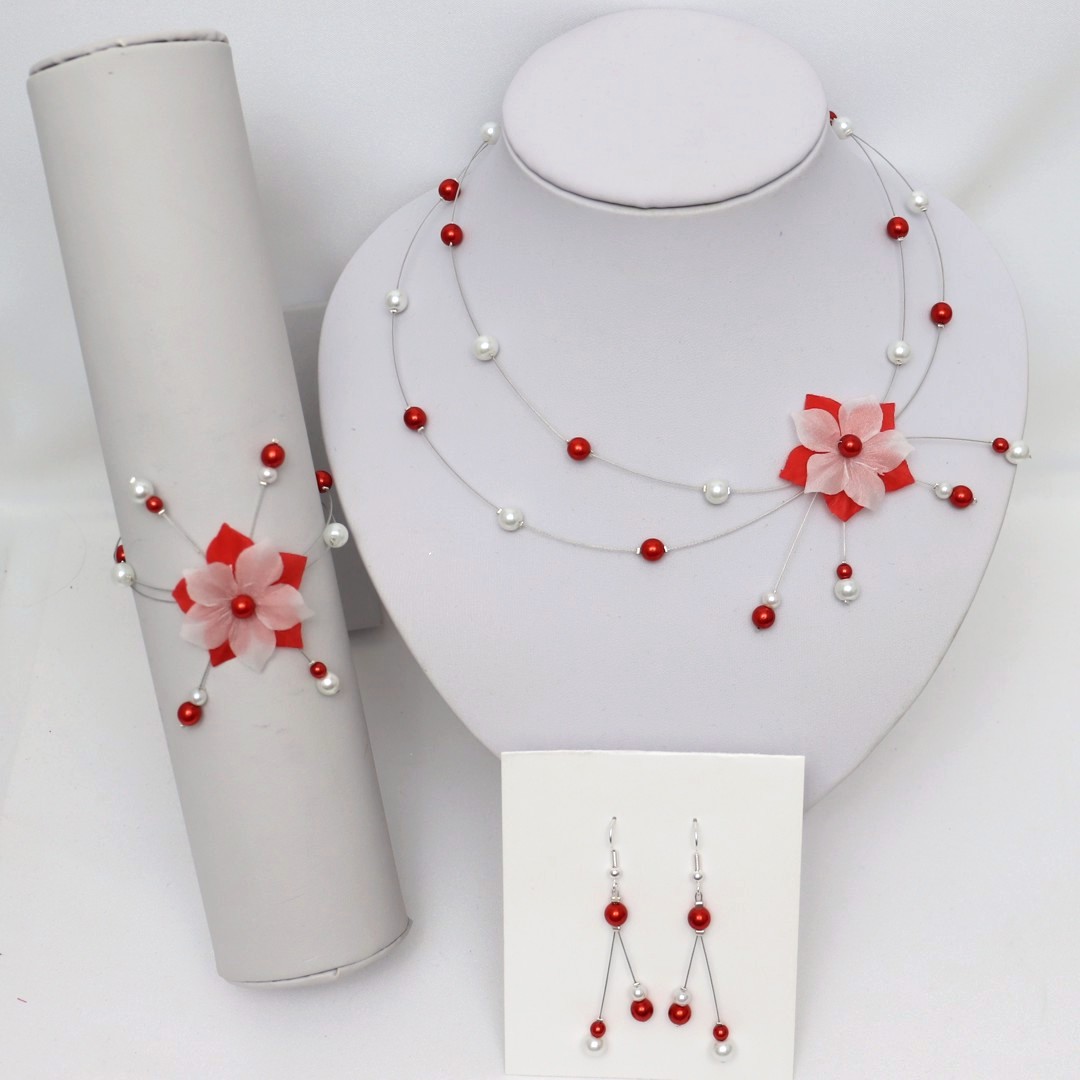 Parure de mariage rouge et blanc