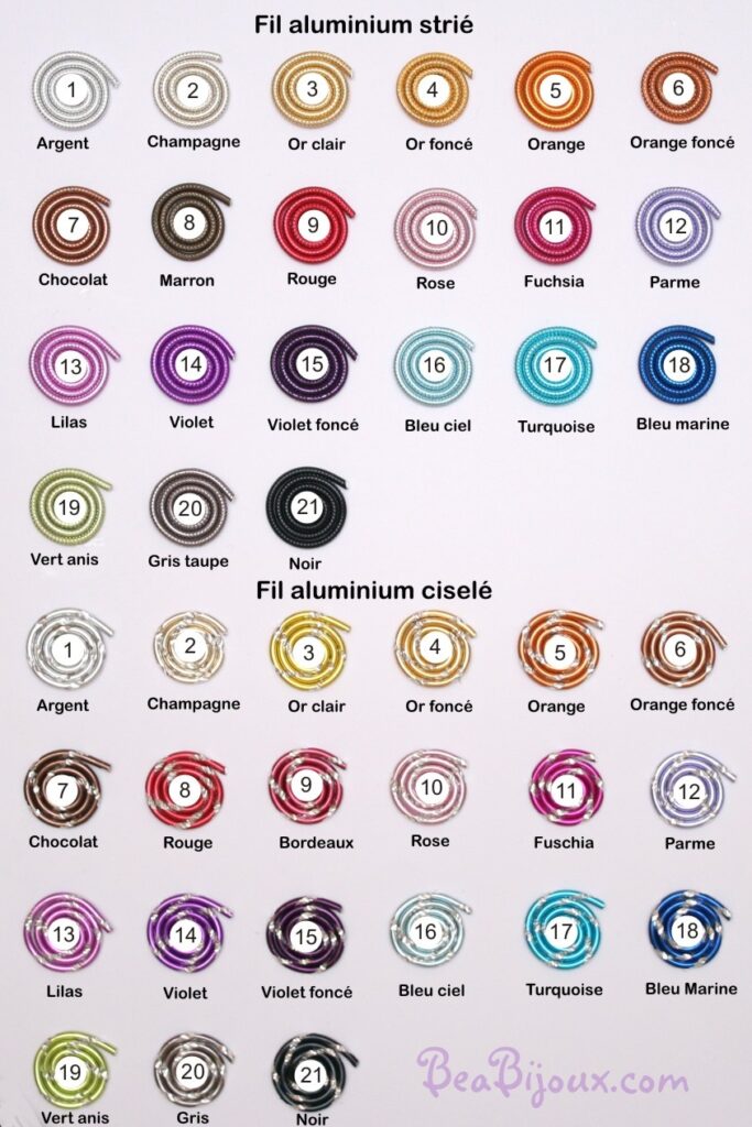 Fils aluminium striés et ciselés pour bijoux mariage artisanaux